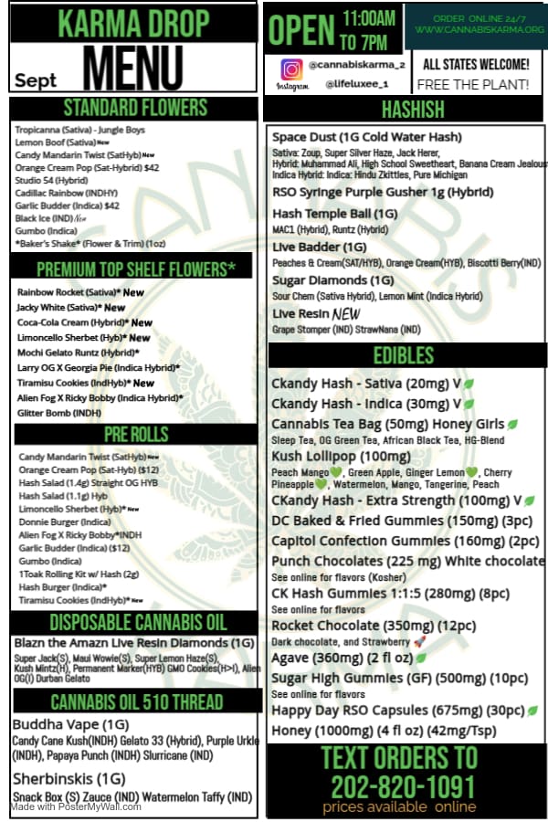 Cannabis Karma | Spread the Karma | Woman - Owned Cannabis menu 